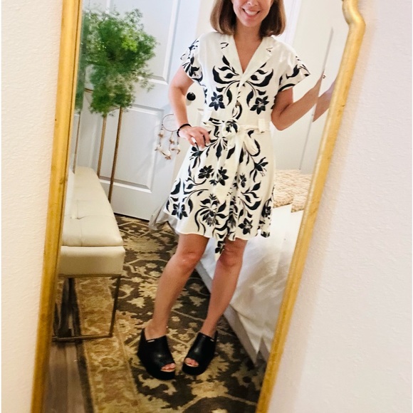 Zara linen dress! Button down! Self waist tie! Short sleeve! Mini - Picture 1 of 6